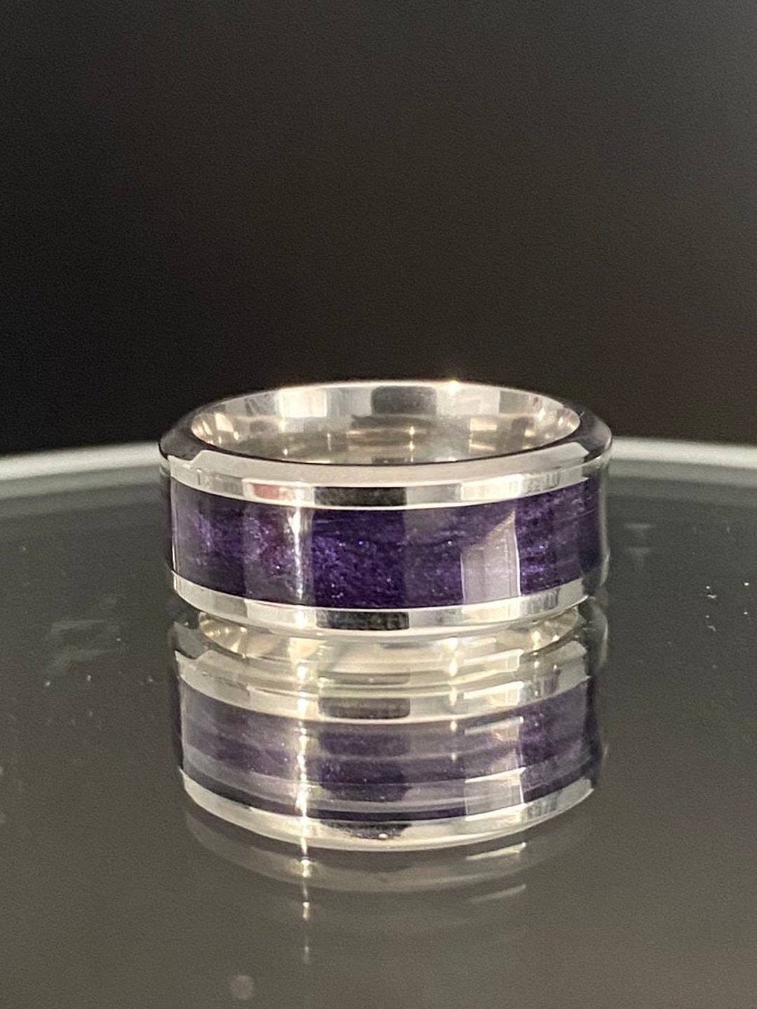 Ring Inlay Plastic Beautiful Resin Inlay Ring “deep Royalty” - 7 - 12 Sizes Available - Etsy