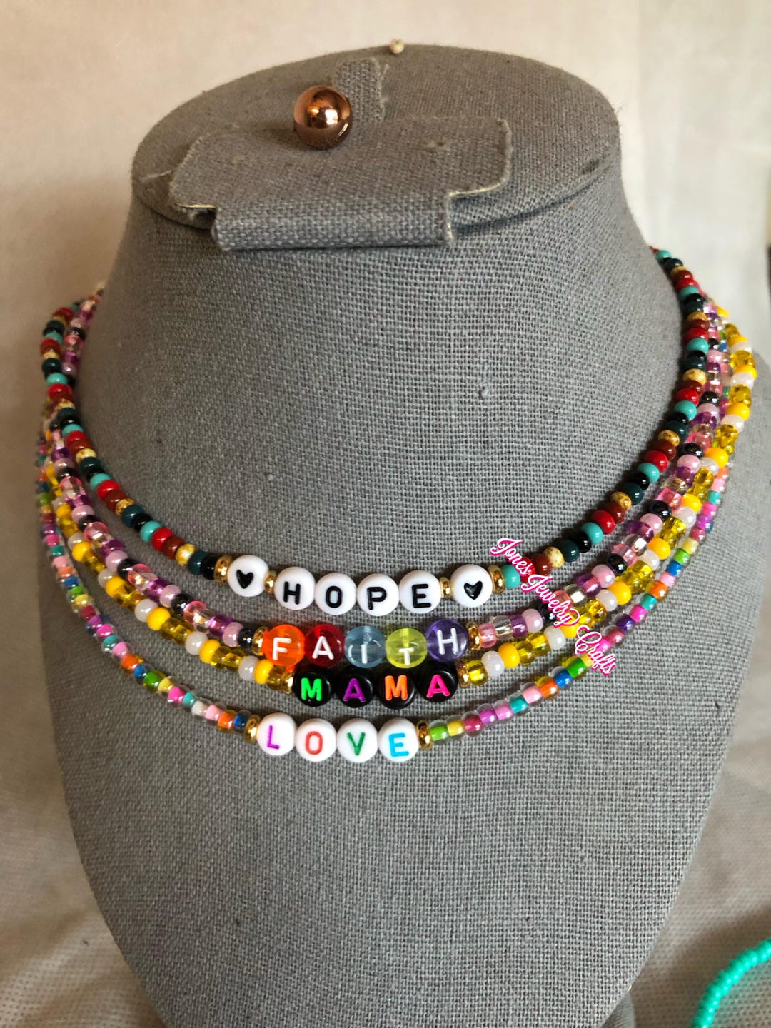 Personalized Necklace, Seed Bead Necklace, Monogram Necklace, Name Bead