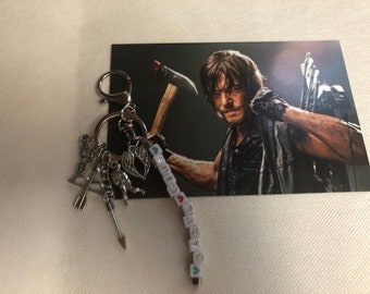 Daryl Dixon keychain, The Walking Dead Keychain, Daryl girl keychain, TWD keychain, zombie apocalypse, Rick Grimes, walking dead