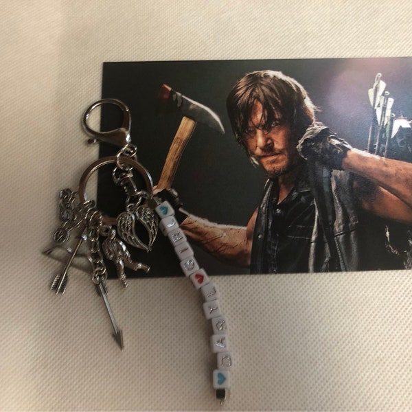 Daryl Dixon keychain, The Walking Dead Keychain, Daryl girl keychain, TWD keychain, zombie apocalypse, Rick Grimes, walking dead