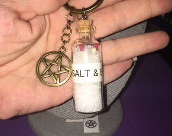 Supernatural Keychain, Bronze Pentagram Keychain, Ghost Killing Kit Keychain, Bronze Pentagram Accessories, Salt and burn keychain