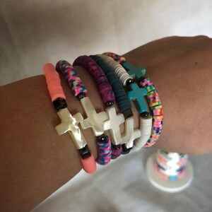 Beaded cross bracelets, Heishi bead bracelets, cross bracelets, bead bracelets