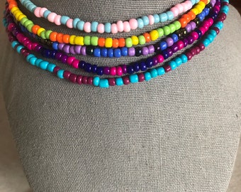Seed bead necklaces, bubblegum necklaces, beaded chokers, layering necklaces, colorful necklaces, seed bead chokers, multi color necklaces