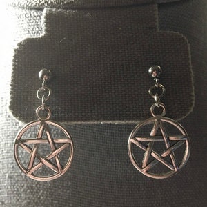 Bronze Pentagram Earrings, Silver pentagram earrings, Pentagram Earrings, Gothic Earrings, Wicca Earrings, Stud Earrings