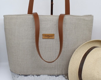 Bolso grande de lino y lentejuelas