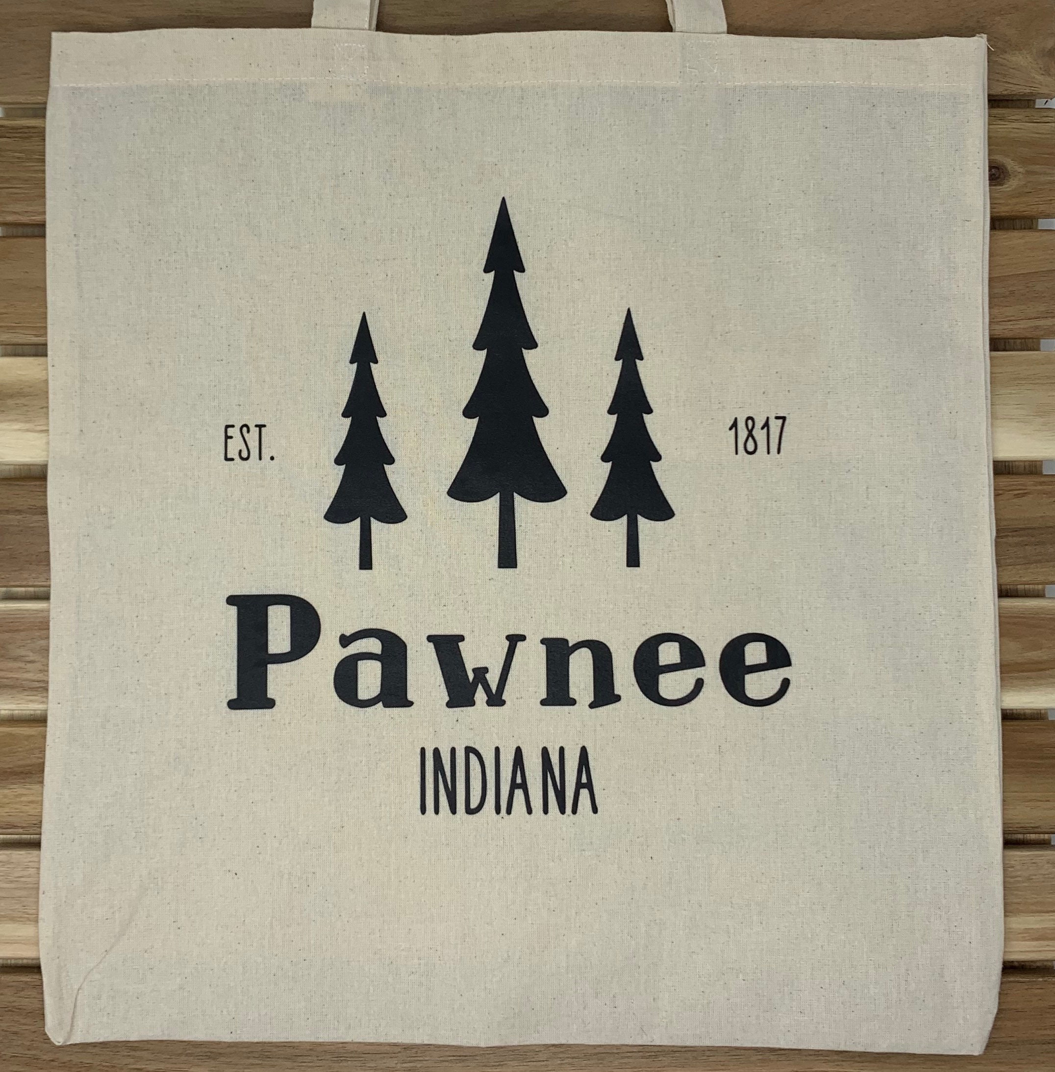 Pawnee Indiana location tote bag inspired by Parks and Etsy
