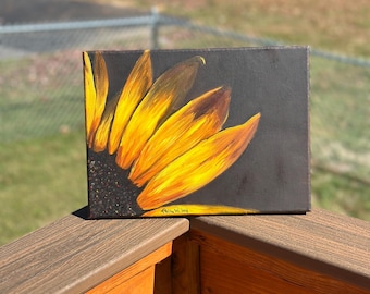 Original Sunflower Oil Painting: 12x9 Canvas Art