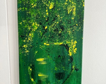 Abstract floral, floral, original art, one of a kind, acrylic on canvas, green, gift, original art