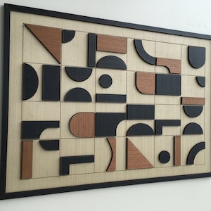 Geometric Abstract Wood Wall Art - Modern Wood Art - Minimal - Black White Brown Collection (Single piece)