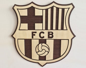 BARCELONA FC - Wood logo, Wall Hang Decor, Football Fan, Customized logo