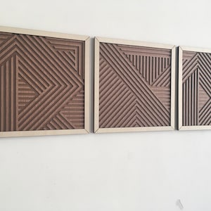 Geometric Wood Wall Art (set of 3) - Modern Wood Art - Minimal - Etsy