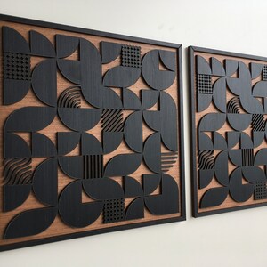 Geometric Abstract Wood Wall Art - Modern Wood Art - Minimal - Charcoal ...