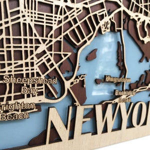 Houten stadskaart - New York (moderne wanddecoratie, houten wanddecoratie, houtbrandkunst)