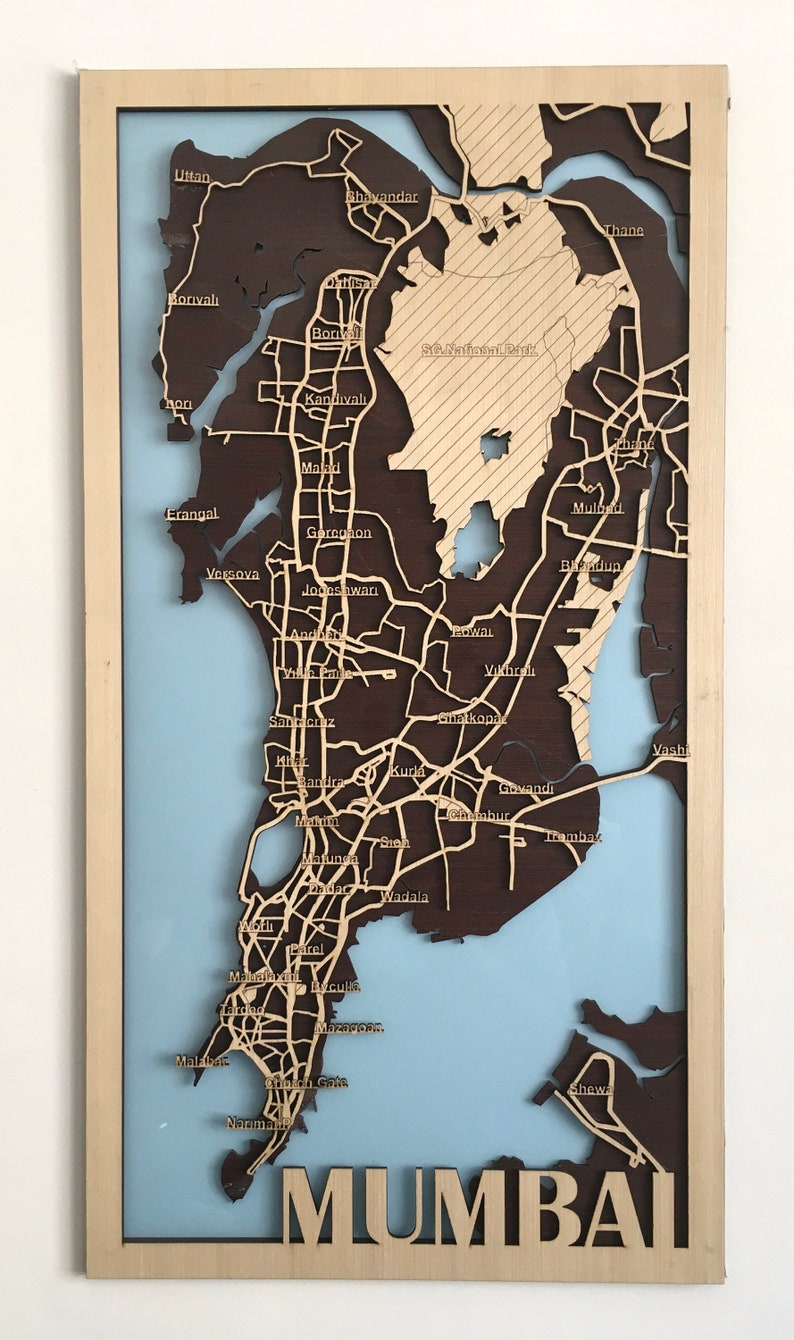 Wooden City Map Mumbai modern Wall Decor Wood Wall Hang Etsy