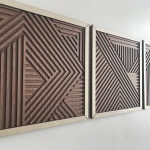 Geometric Wood Wall Art (set of 3) - Modern Wood Art - Minimal - Etsy