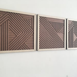 Geometric Wood Wall Art (set of 3) - Modern Wood Art - Minimal ...