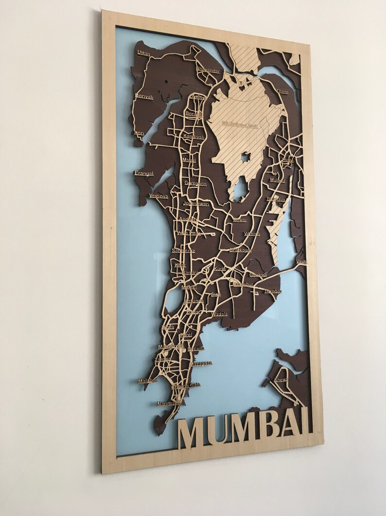 Wooden City Map Mumbai modern Wall Decor Wood Wall Hang Etsy