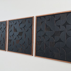 Geometric Abstract Wood Wall Art - Modern Wood Art - Minimal - Charcoal ...