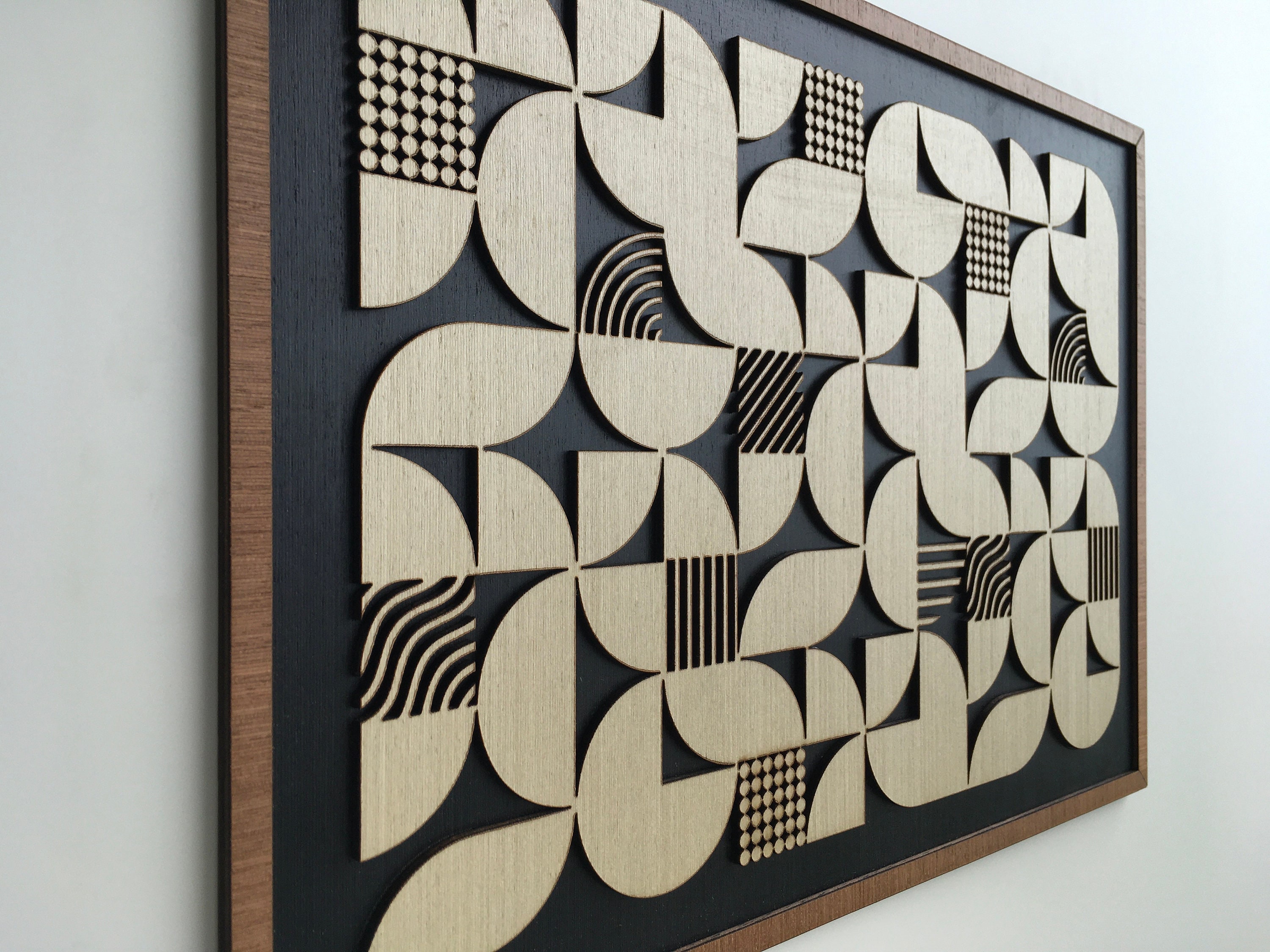 Geometric Abstract Wood Wall Art - Modern Wood Art - Minimal - Black ...
