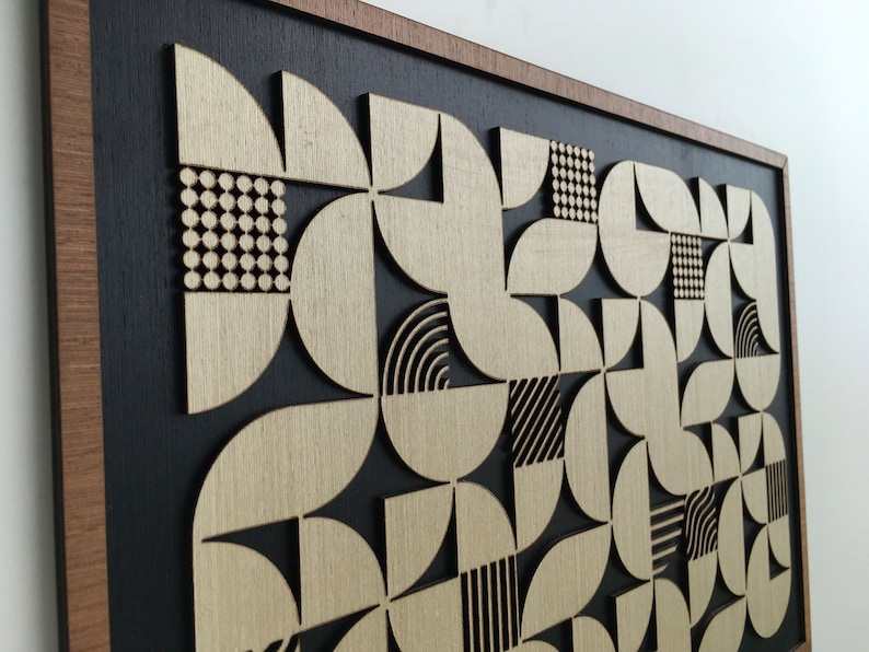 Geometric Abstract Wood Wall Art - Modern Wood Art - Minimal - Black ...