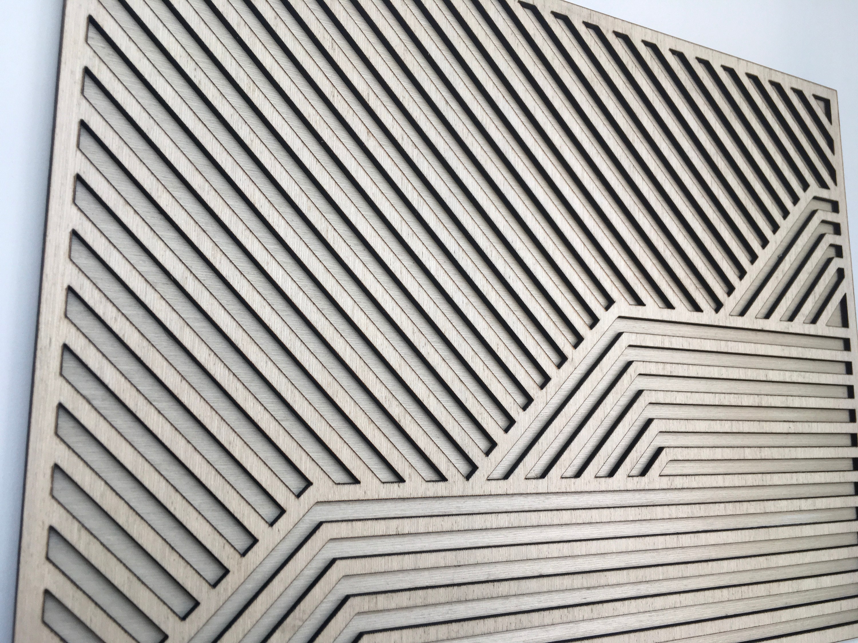 Wave Geometric Wood Wall Art - Modern Wood Art - Minimal (single Piece ...