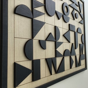Geometric Abstract Wood Wall Art - Modern Wood Art - Minimal - Black ...