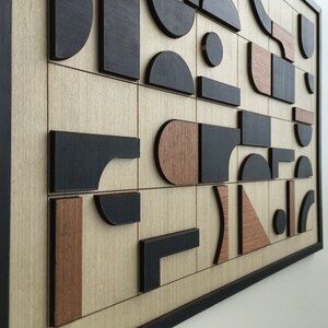 Geometric Abstract Wood Wall Art - Modern Wood Art - Minimal - Black ...