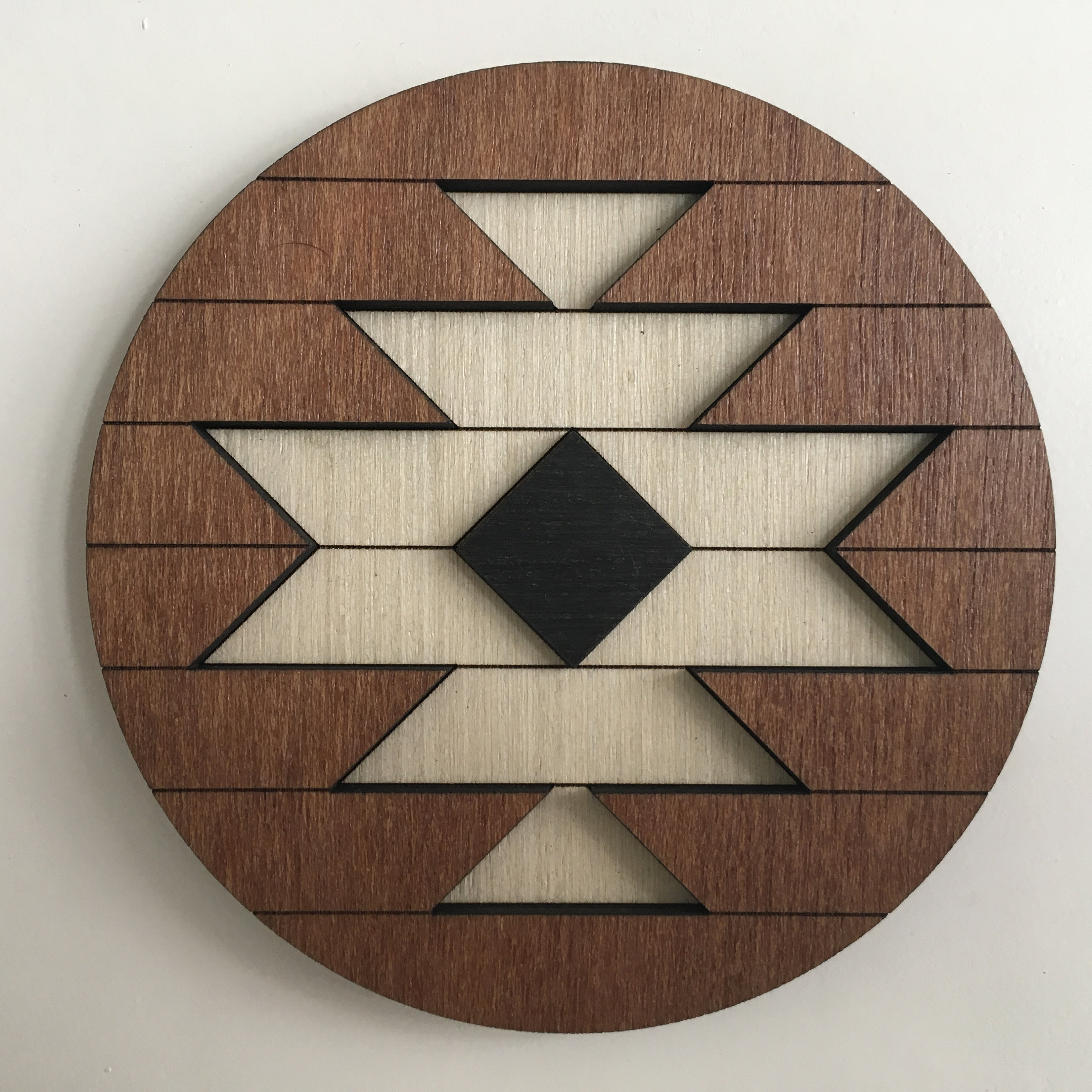 Aztec Geometric Wood Wall Art brown Round 2 Macrame Wall Etsy