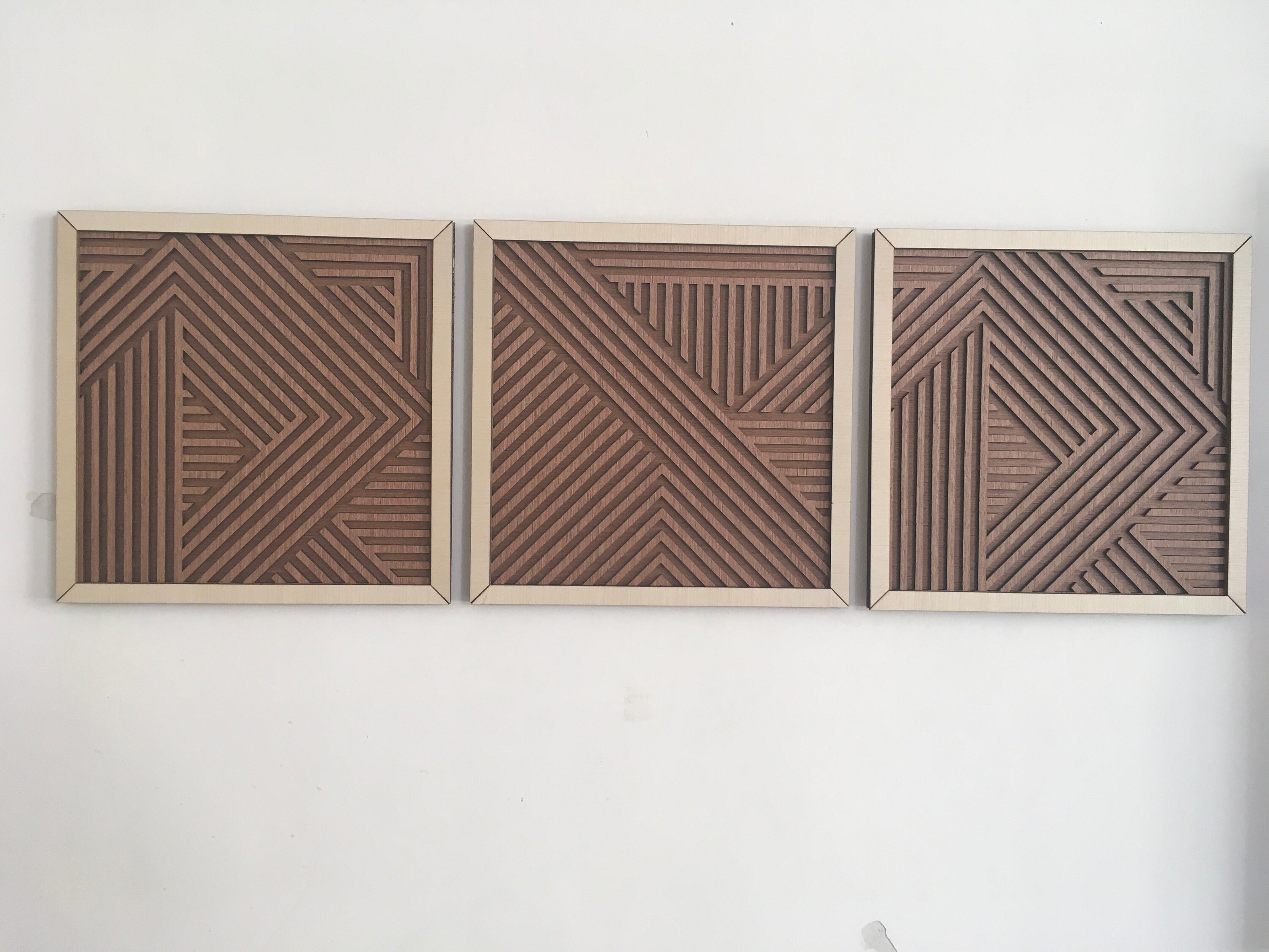 Geometric Wood Wall Art (set of 3) - Modern Wood Art - Minimal ...