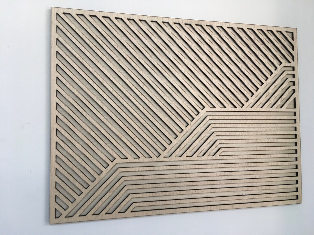 Wave Geometric Wood Wall Art - Modern Wood Art - Minimal (single Piece ...