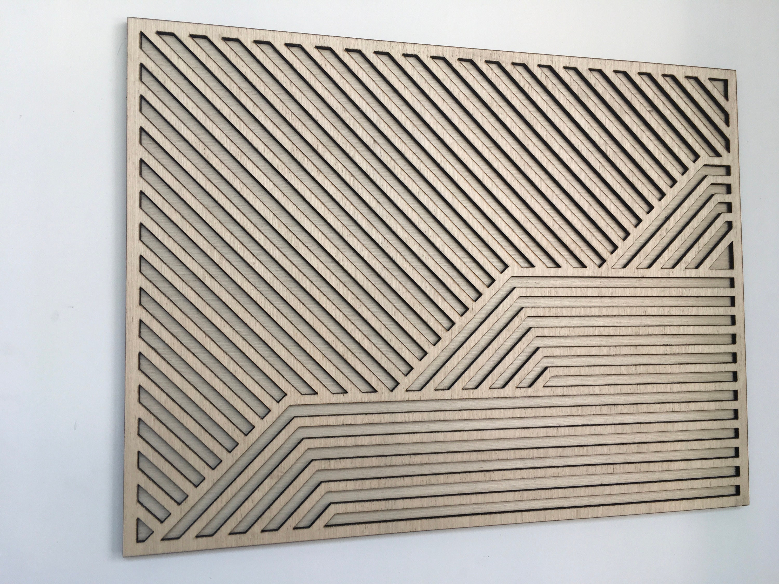 Wave Geometric Wood Wall Art - Modern Wood Art - Minimal (single Piece ...