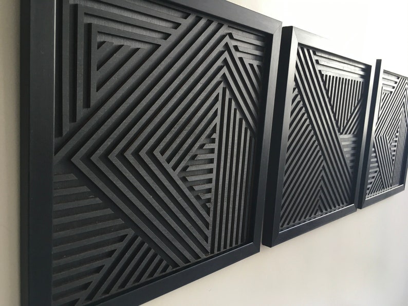 Geometric Wood Wall Art (set of 3) - Modern Wood Art - Minimal [WITH ...