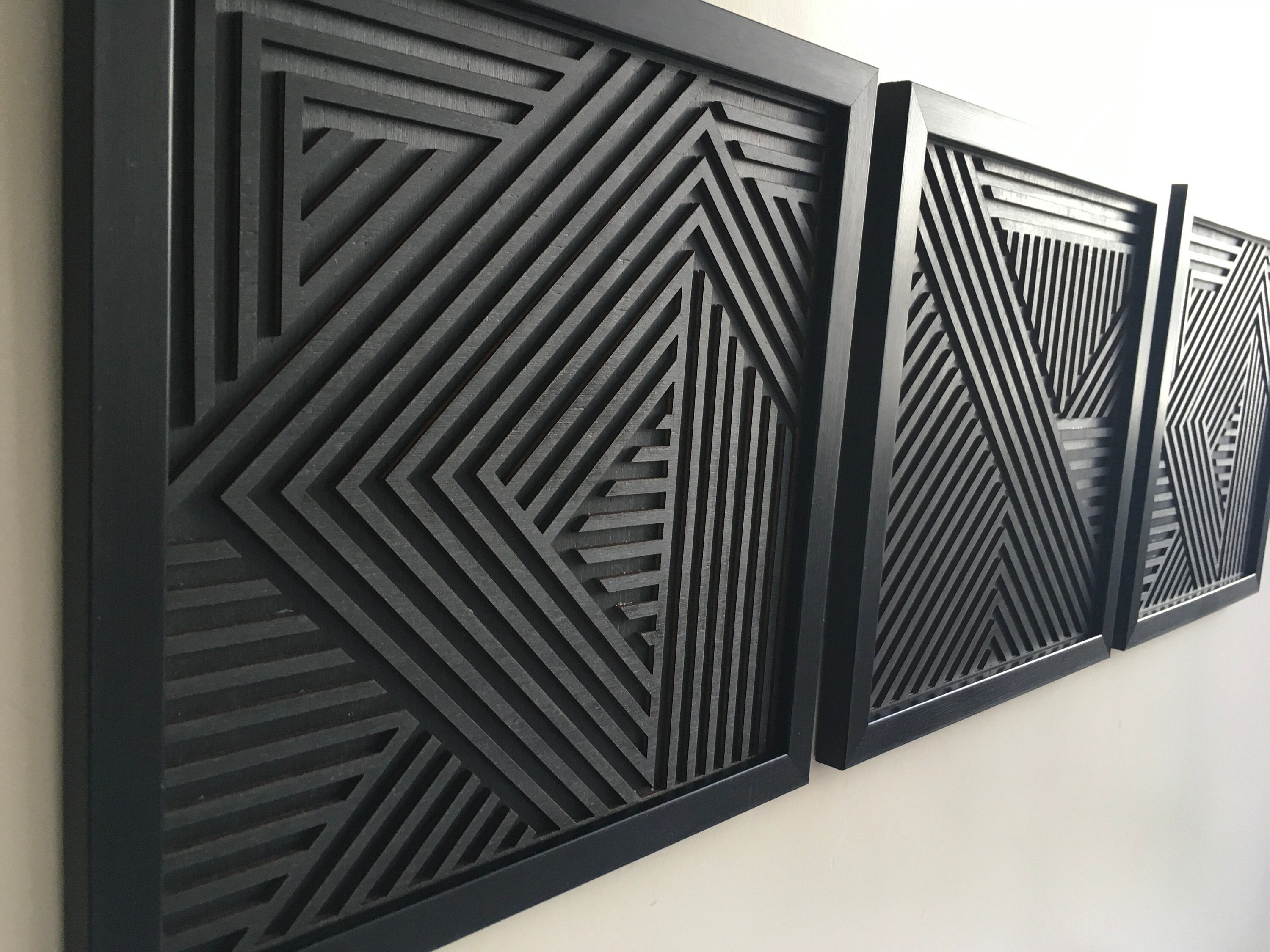 Geometric Wood Wall Art (set of 3) - Modern Wood Art - Minimal [WITH ...