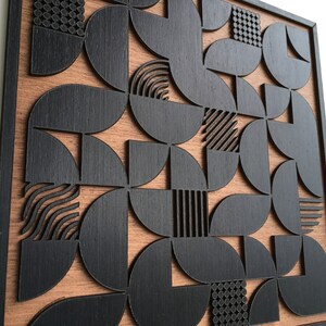 Geometric Abstract Wood Wall Art - Modern Wood Art - Minimal - Charcoal ...