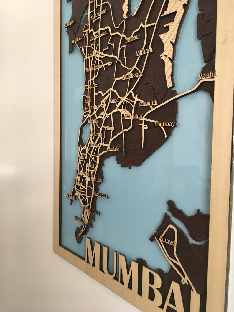 Wooden City Map Mumbai modern Wall Decor Wood Wall Hang Etsy
