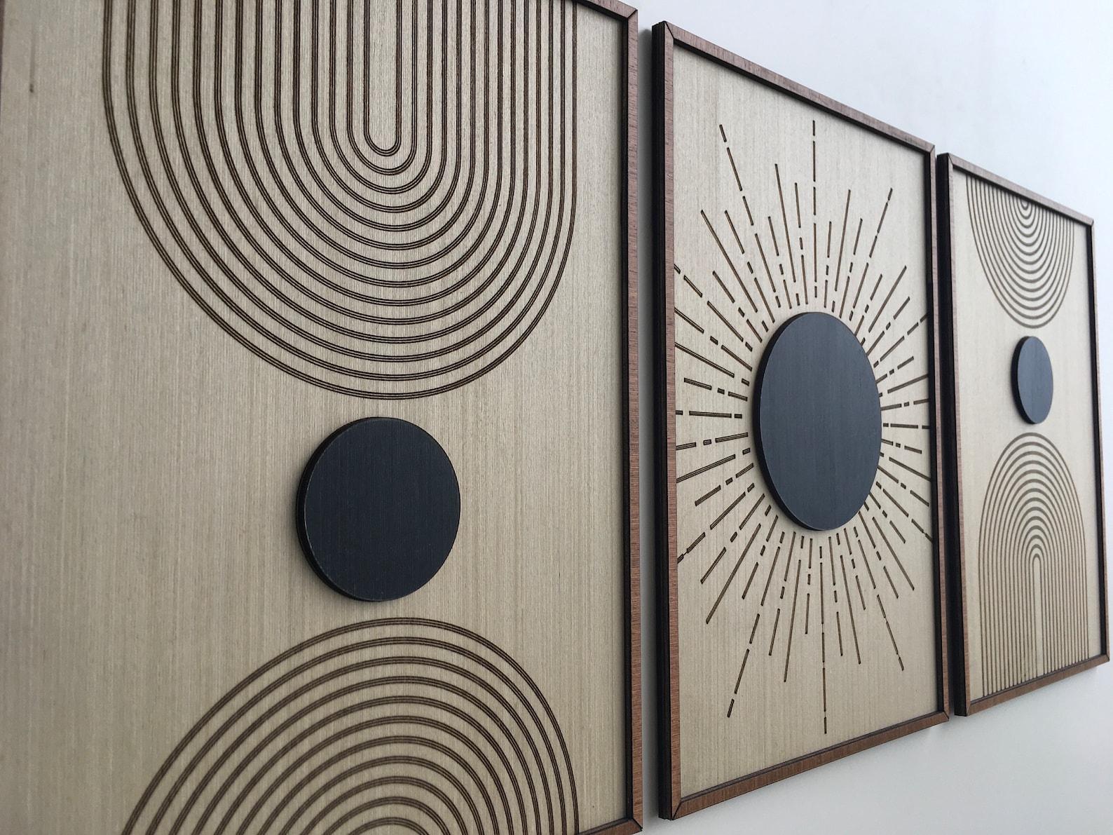 Sun and Moon Wood Wall Art Mid Century Modern Wood Art Etsy