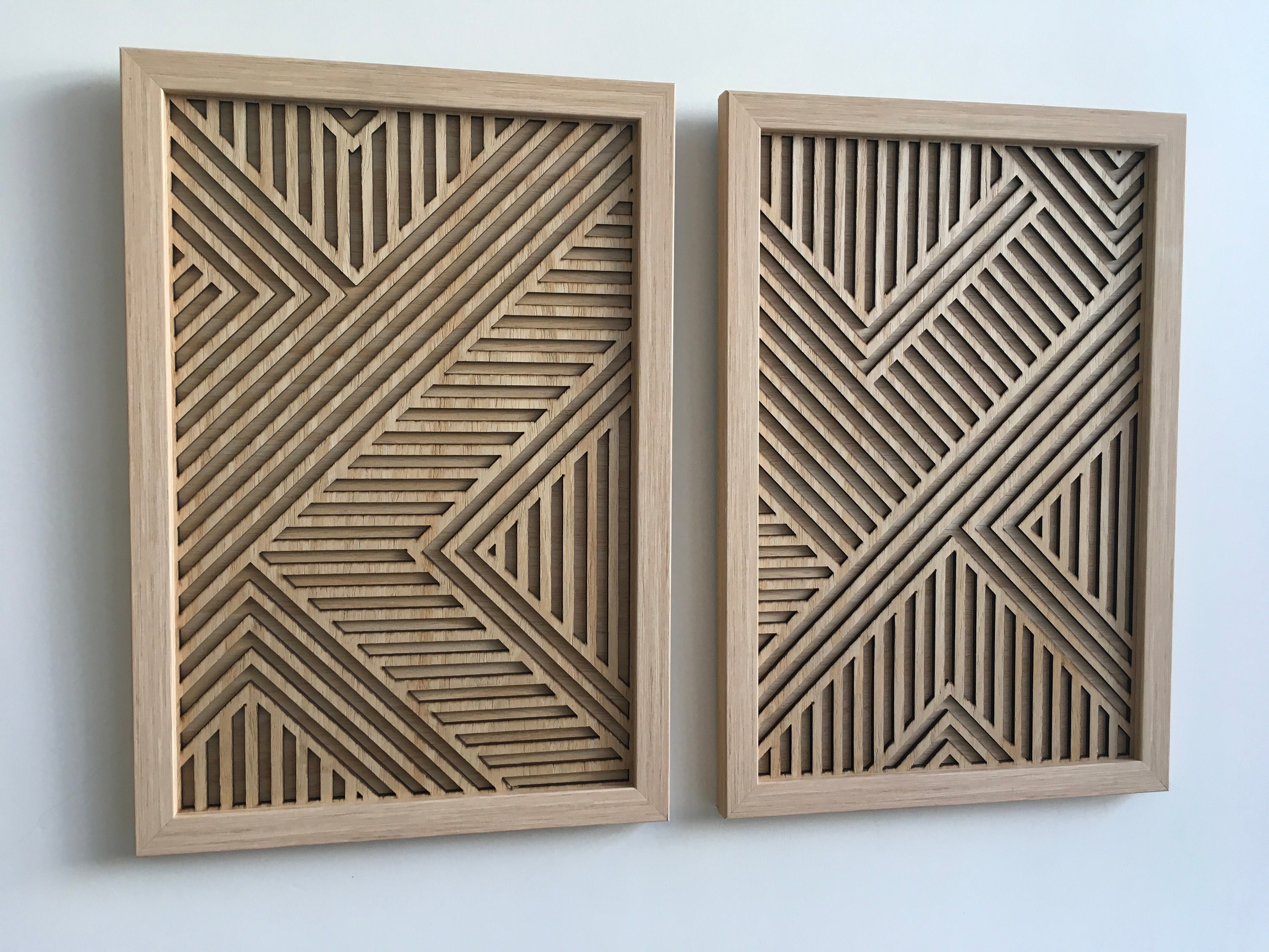 Geometric Wood Wall Art (set of 2) - Modern Wood Art - Minimal [WITH ...