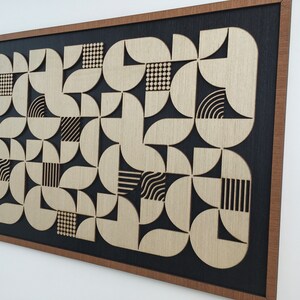 Geometric Abstract Wood Wall Art - Modern Wood Art - Minimal - Black ...