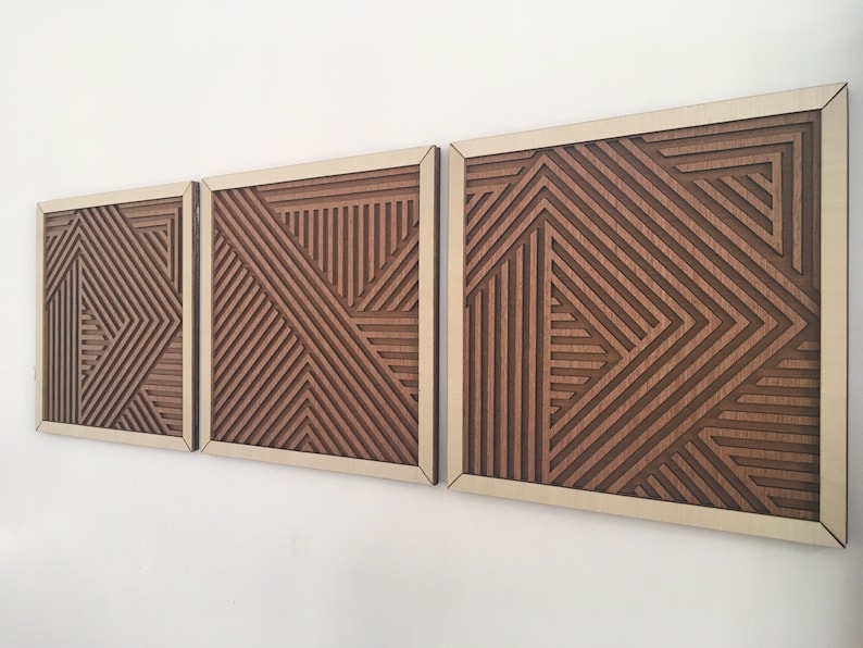 Geometric Wood Wall Art (set of 3) - Modern Wood Art - Minimal ...