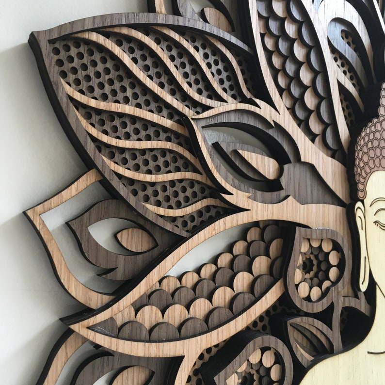 Buddha Wall Art, Tree of Life Wall Decor, Wood Burning Art, Wood Wall Hang Decor, Mindfulness gift, Extra large wall art abstract image 6