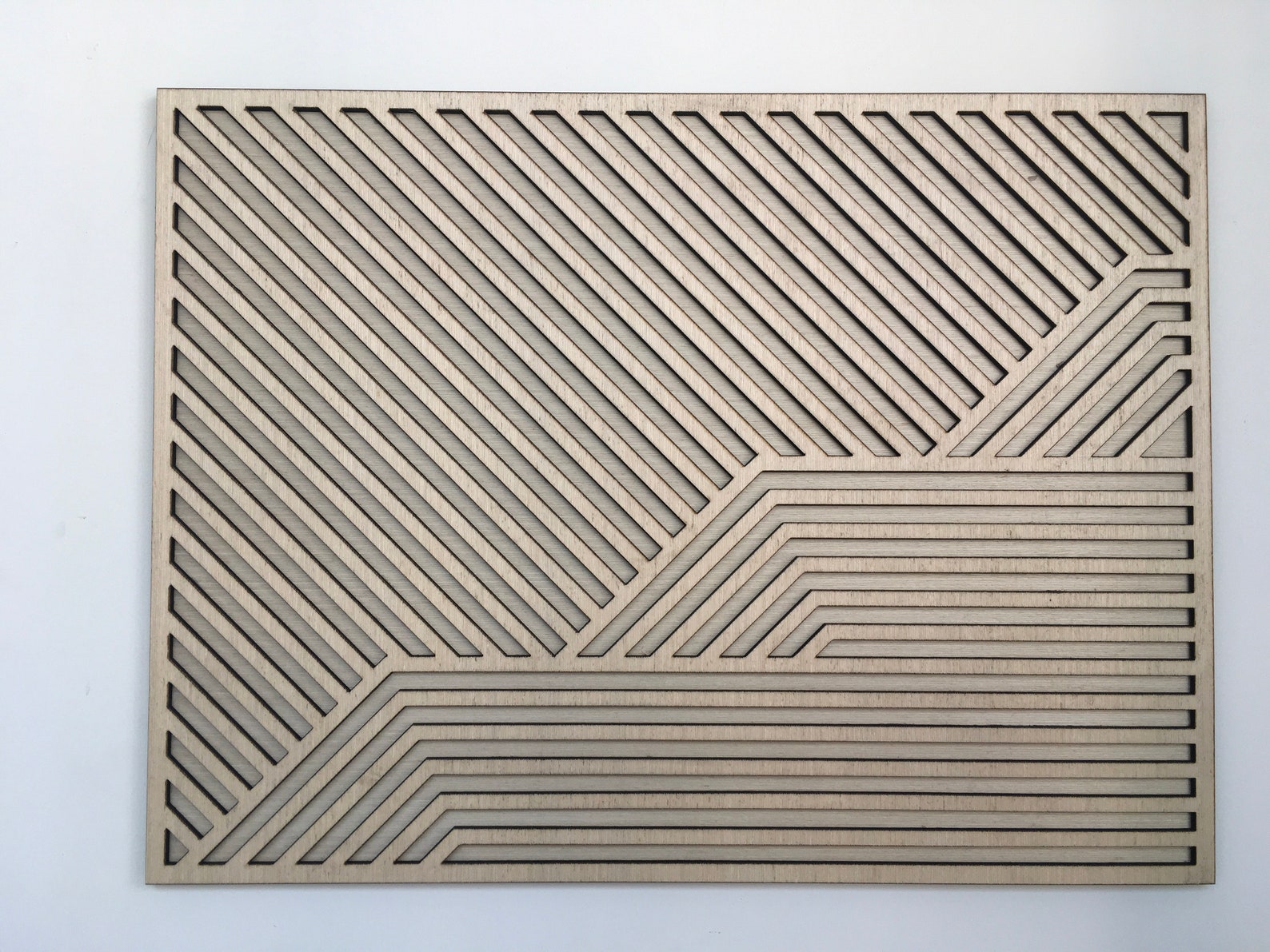 Wave Geometric Wood Wall Art - Modern Wood Art - Minimal (single Piece ...