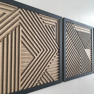 Geometric Wood Wall Art (set of 3) - Modern Wood Art - Minimal - Etsy
