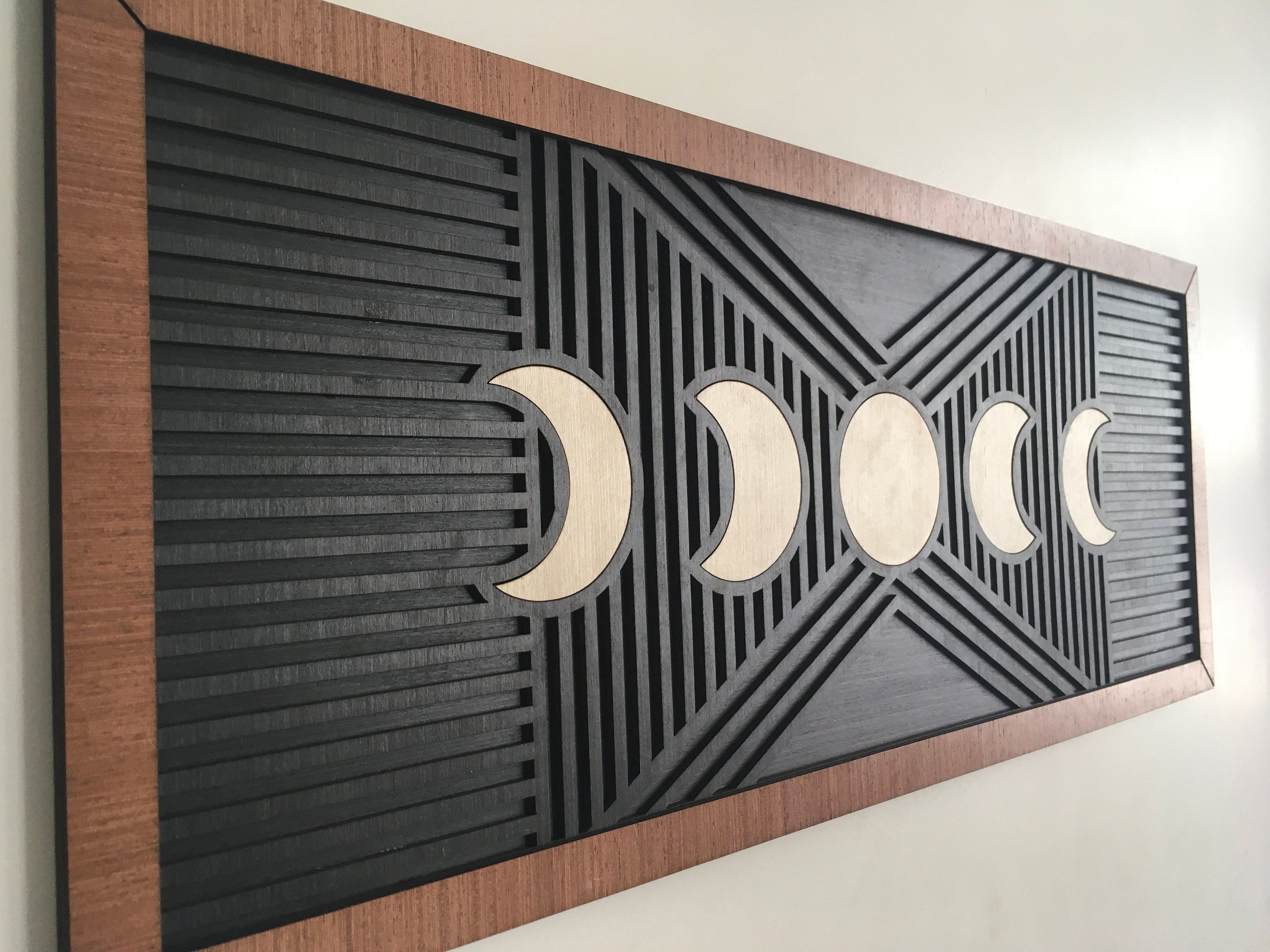 Moon Phases Wood Wall Art - Modern Wood Art - Lunar Phases - Full Moon ...