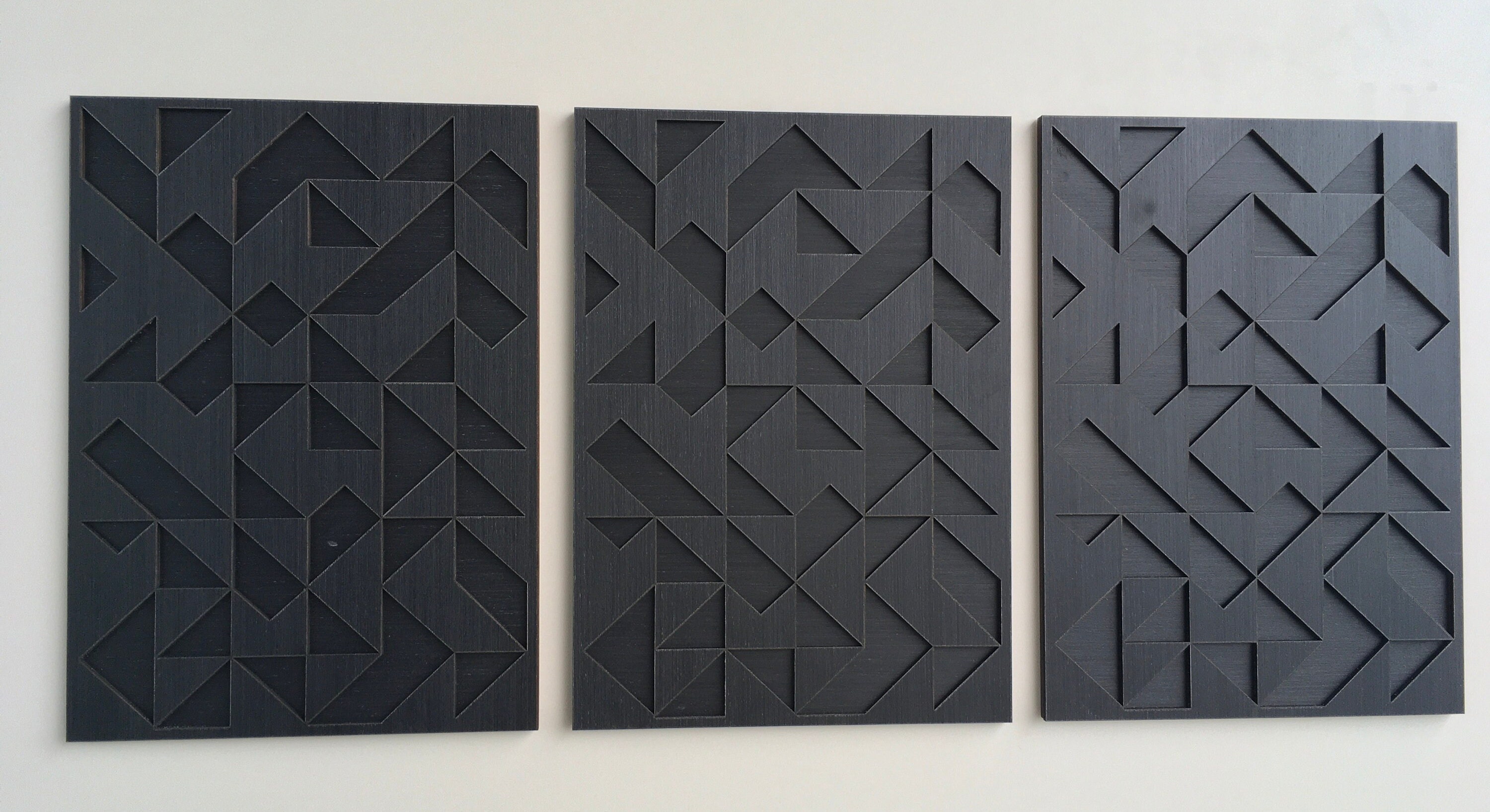 Geometric Abstract Wood Wall Art - Modern Wood Art - Minimal - Charcoal ...