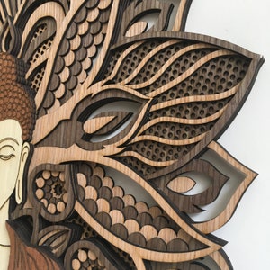 Buddha Wall Art, Tree of Life Wall Decor, Wood Burning Art, Wood Wall Hang Decor, Mindfulness gift, Extra large wall art abstract image 7