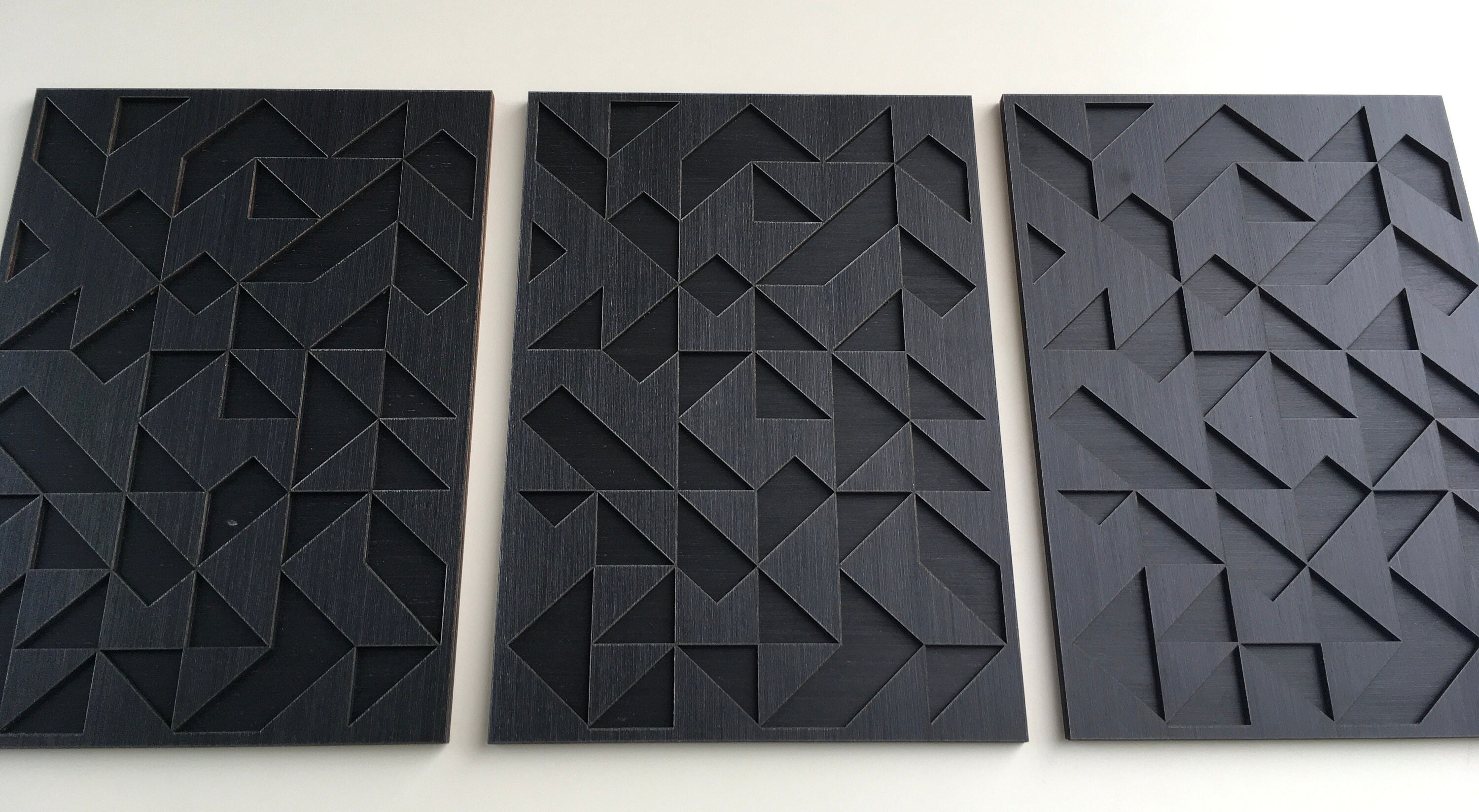 Geometric Abstract Wood Wall Art - Modern Wood Art - Minimal - Charcoal ...