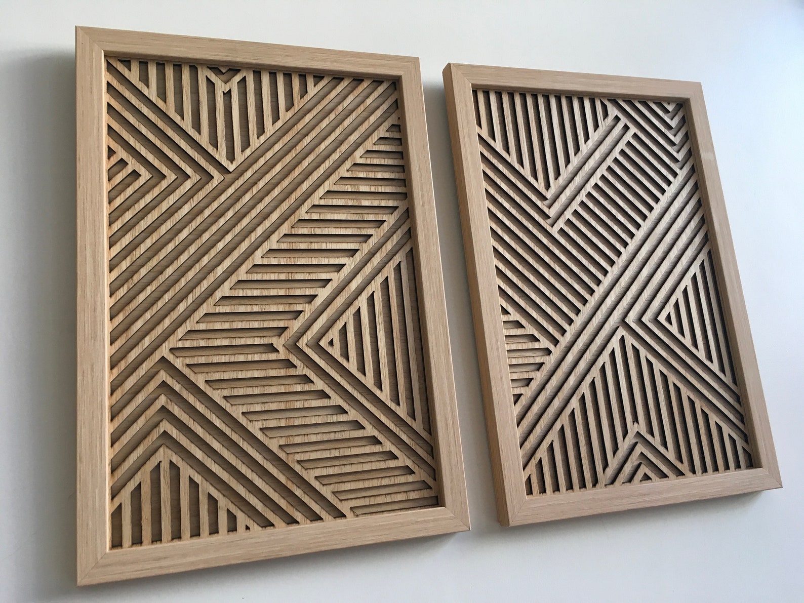 Geometric Wood Wall Art (set of 2) - Modern Wood Art - Minimal [WITH ...