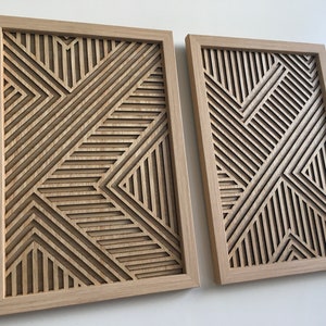 Geometric Wood Wall Art (set of 2) - Modern Wood Art - Minimal [WITH ...