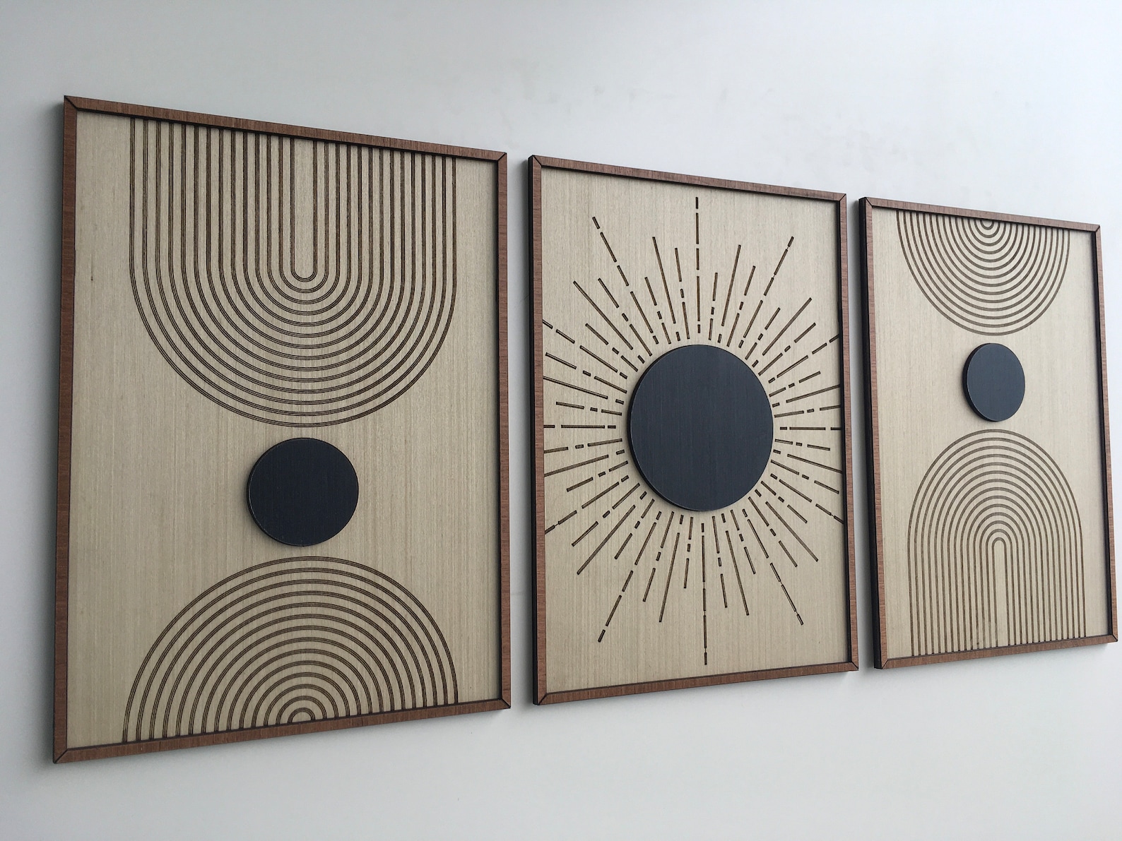 Sun and Moon Wood Wall Art Mid Century Modern Wood Art Etsy
