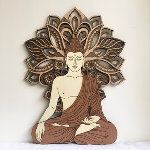 Buddha Wall Art, Tree of Life Wall Decor, Wood Burning Art, Wood Wall Hang Decor, Mindfulness gift, Extra large wall art abstract image 4